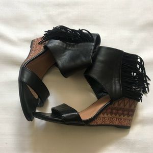 Fringe Wedge Sandals